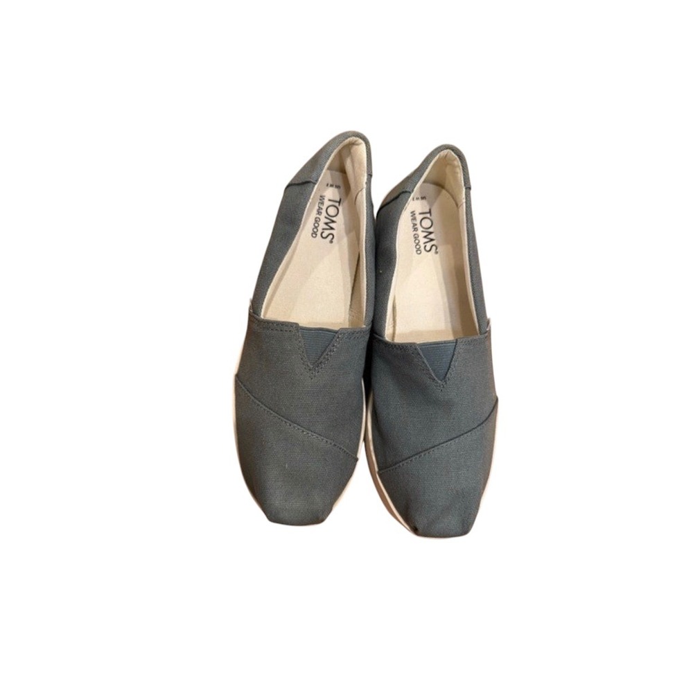 TOMS Alpargata Platform Slip On Shoes Grey Canvas Womens Size 7